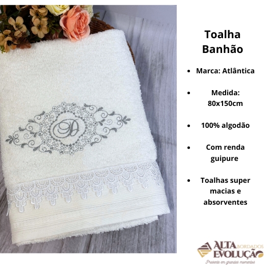 Jogo de Toalhas Banhão e Rosto Bordadas - Imagem 4