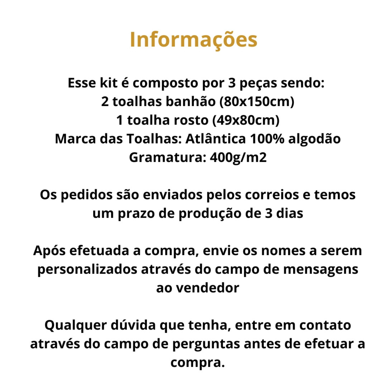 Jogo de Toalhas Banhão Personalizado Bodas de Ouro Kit 3 Peças - Imagem 4