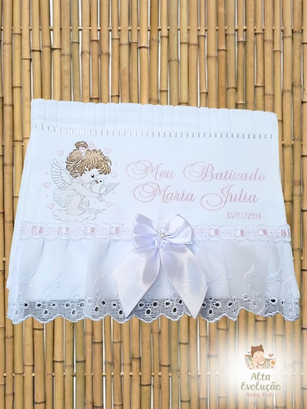 Toalhinha de Batizado – Bordado Anjinha