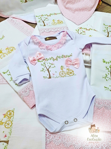 Kit Enxoval Menina – Bordado Bicicleta e Jardim Encantado - Imagem 3