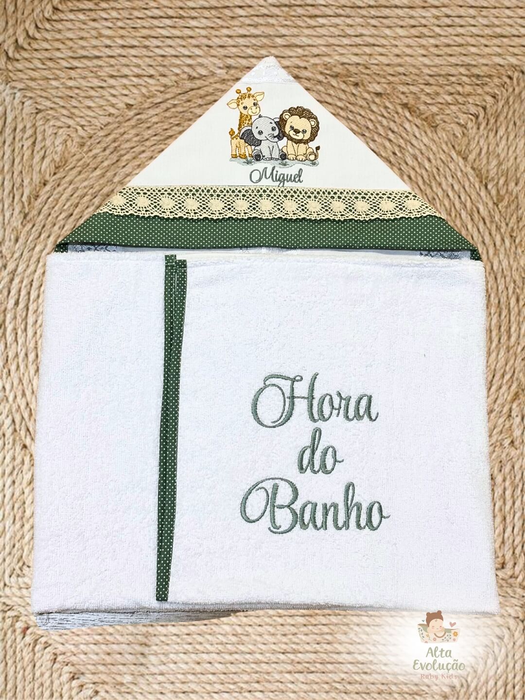 Kit Safari Cute Toalha Capuz Forrada + 3 Fraldas de Boca - Imagem 2