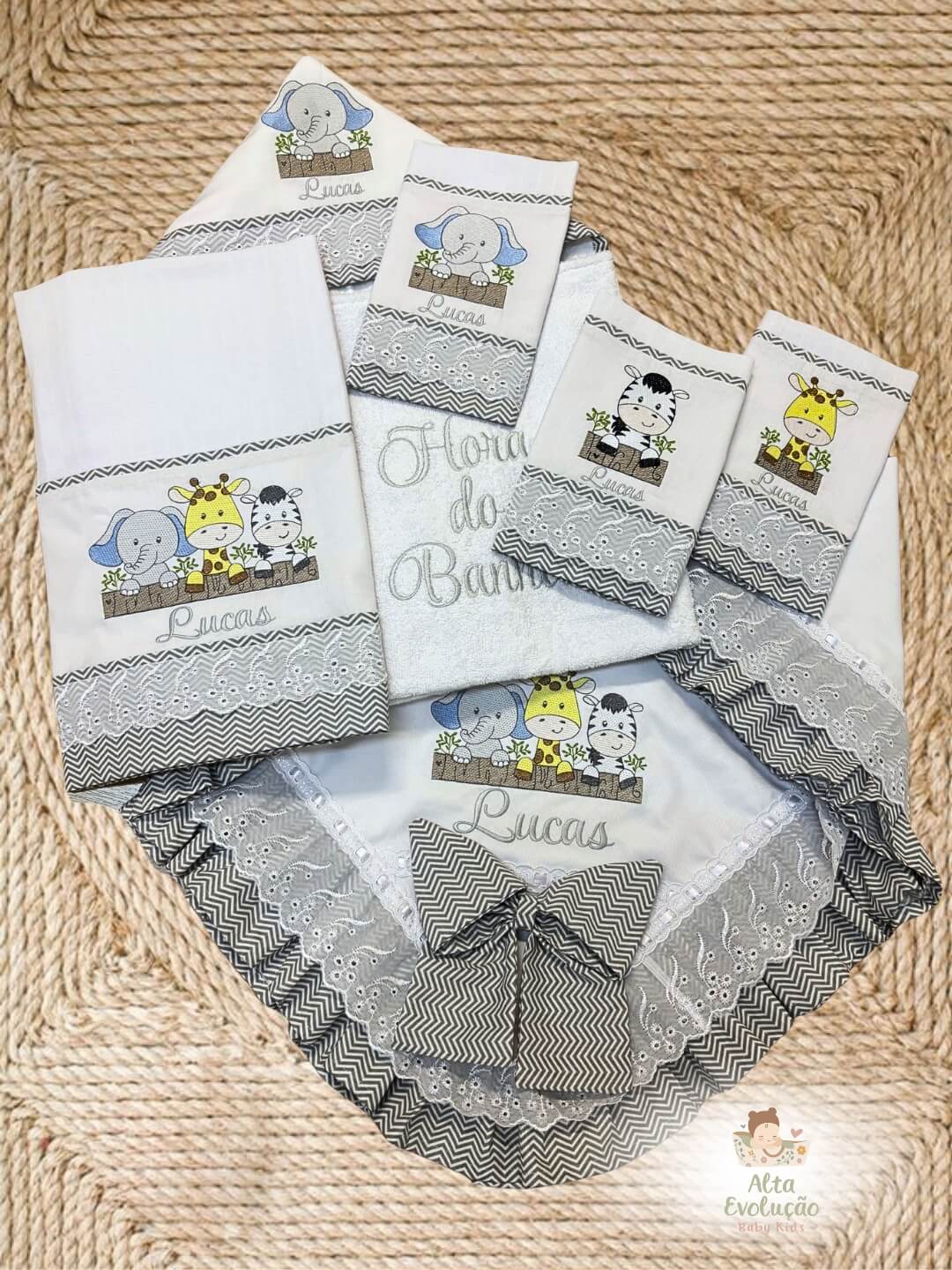 Kit Safari na Cerca Cinza 6 peças