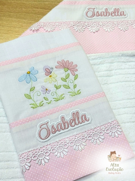 Kit Enxoval Menina – Bordado Jardim Colorido e Borboletas - Imagem 3