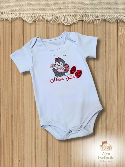 Body Manga Curta Personalizado – Bordado Joaninha