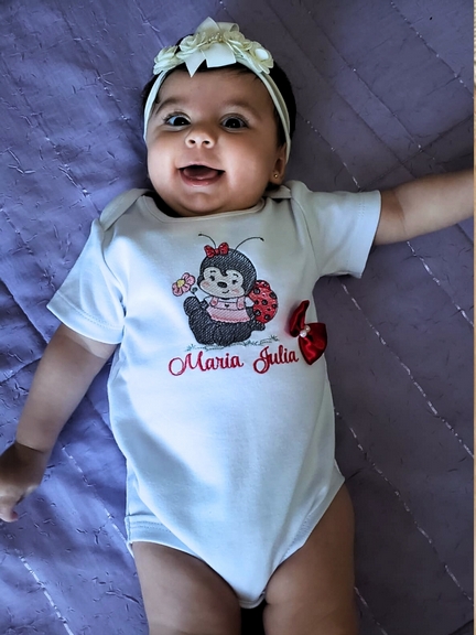 Body Manga Curta Personalizado – Bordado Joaninha - Imagem 2