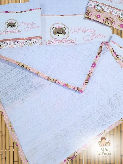 Kit Enxoval Menina – Bordado Ursinha Estampado - Imagem 4