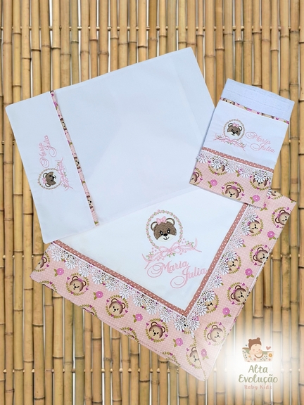 Kit Enxoval Menina – Bordado Ursinha Estampado - Imagem 2