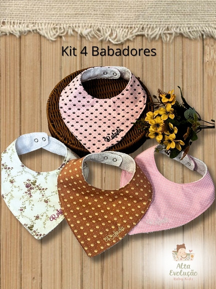 Kit 4 Babadores Bandana Personalizados