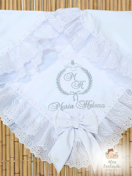 Manta Luxo Menina – Bordado Brasão Anjinho com Inicial e Nome