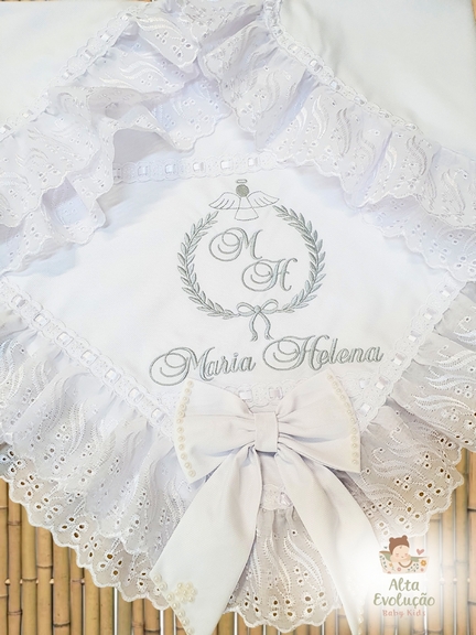 Manta Luxo Menina – Bordado Brasão Anjinho com Inicial e Nome - Imagem 3
