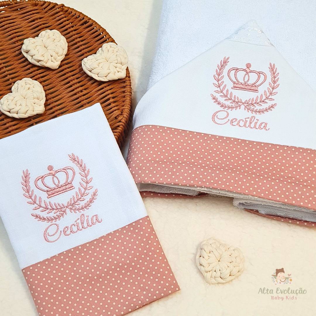 Kit Toalha Capuz + Fralda Boca Rosê - Imagem 5